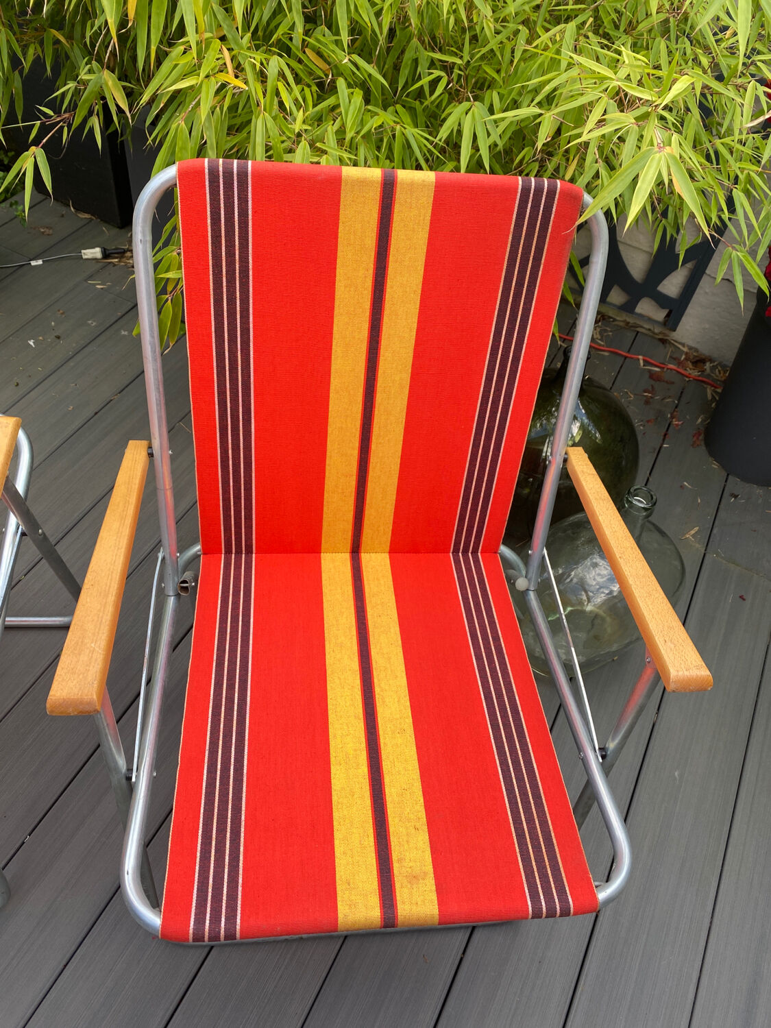 Pair of vintage folding camping chairs