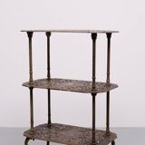 Antique Ornate Cast Iron French Brass 3 tier side table.