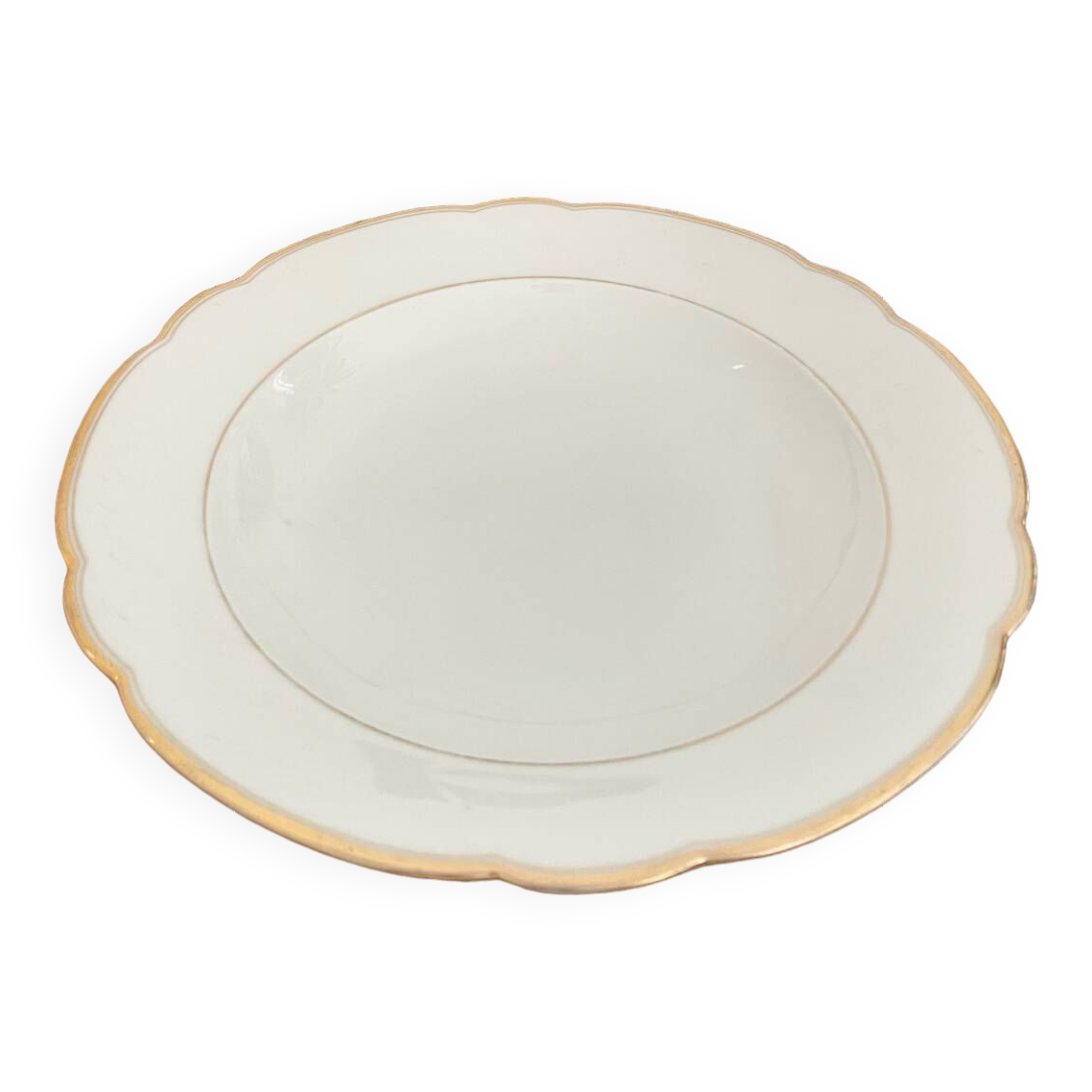 Hollow gold and white serving dish