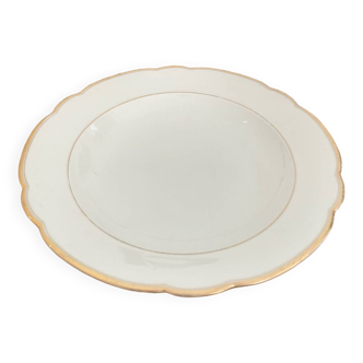 Hollow gold and white serving dish