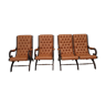 2-Seater bench seat and 2 chesterfield armchairs in leatherette