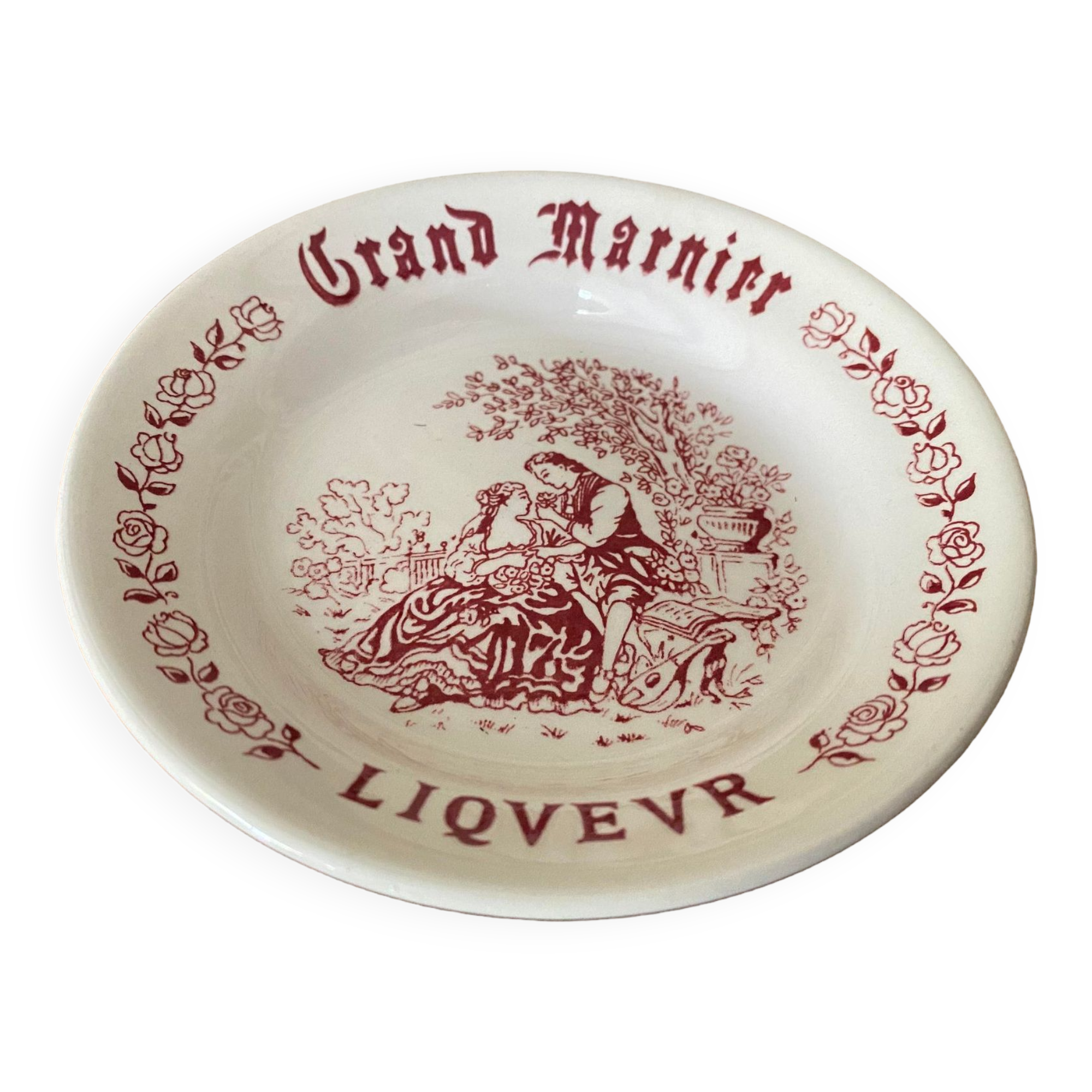 Grand Marnier Liqueur ashtray with marquis and marquise decoration