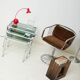 Nest tables in chrome and smoked glass, Italy, 1970s.