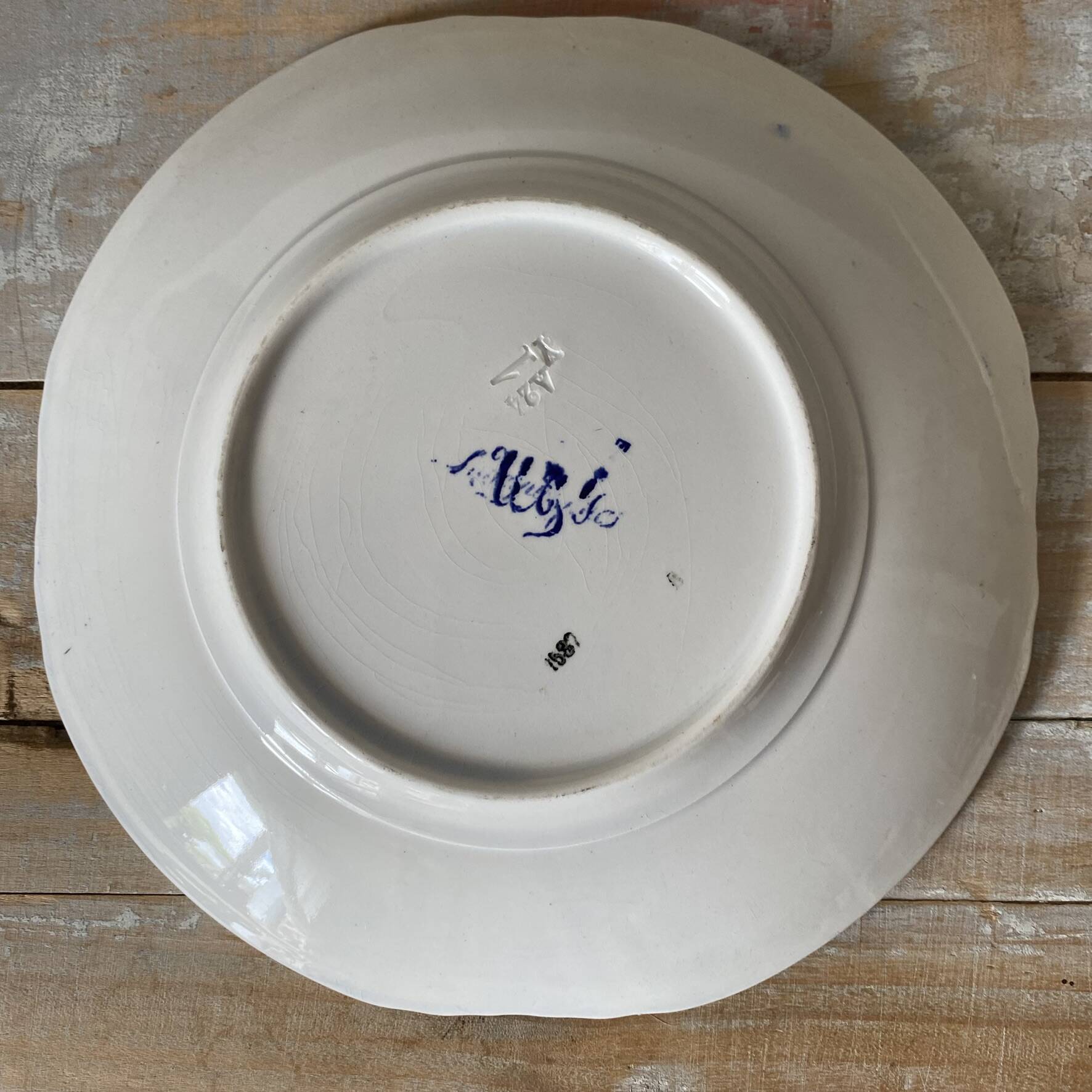 Assiettes  Sarreguemines décor Arum bleu cobalt