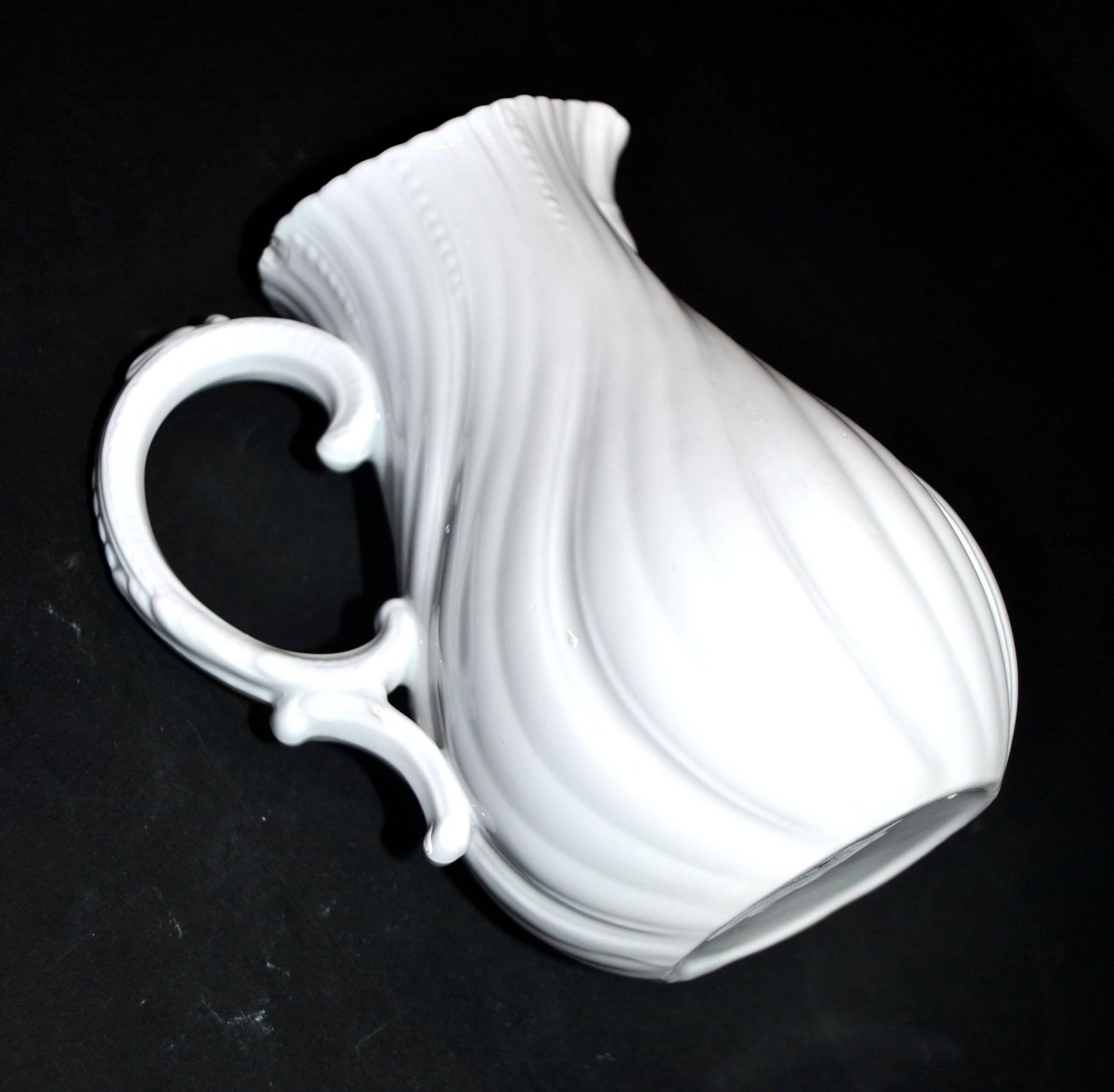 Antique Sarreguemines porcelain pitcher, plain Viennese pattern