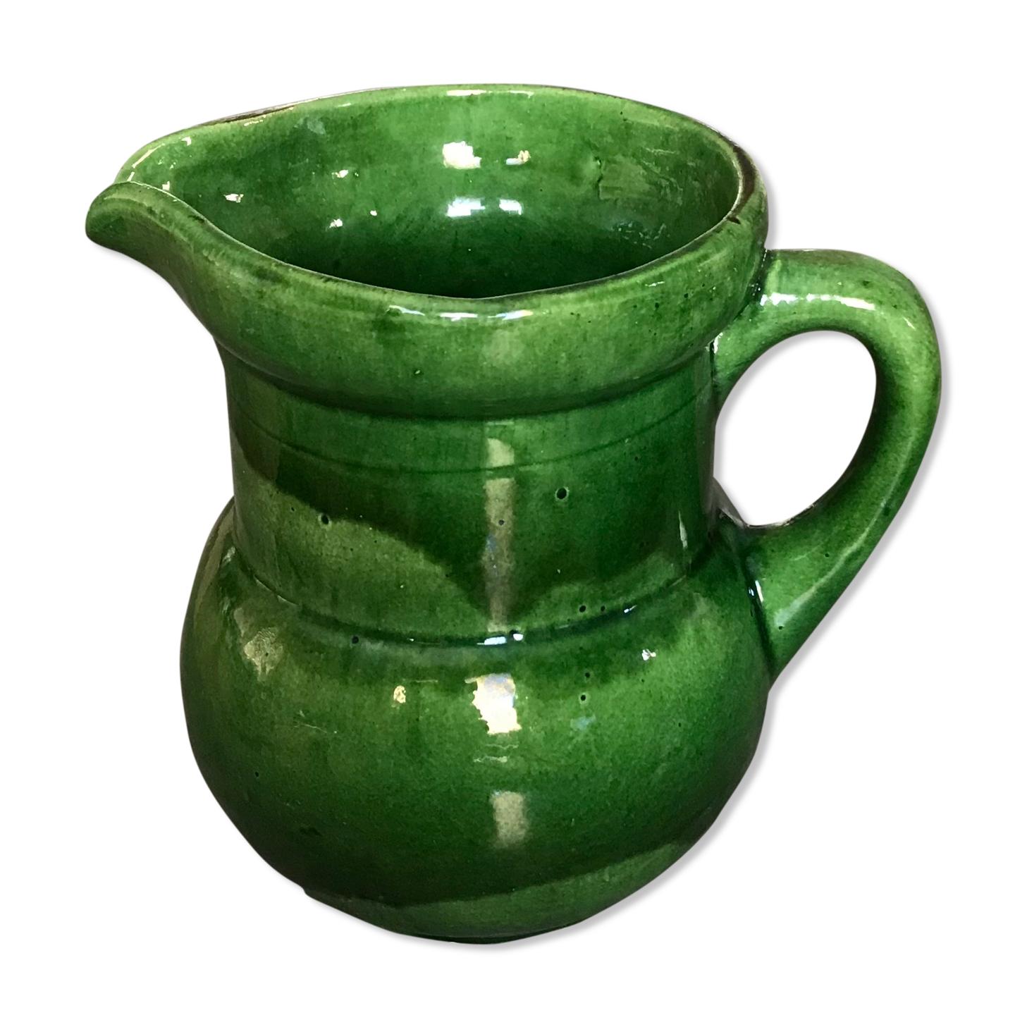 Pichet in vintage in terre cuite varnished shades of green