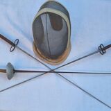 Vintage French Fencing Mask and 3 Swords (Sabre, Sabre or Foil) by L. Carré París