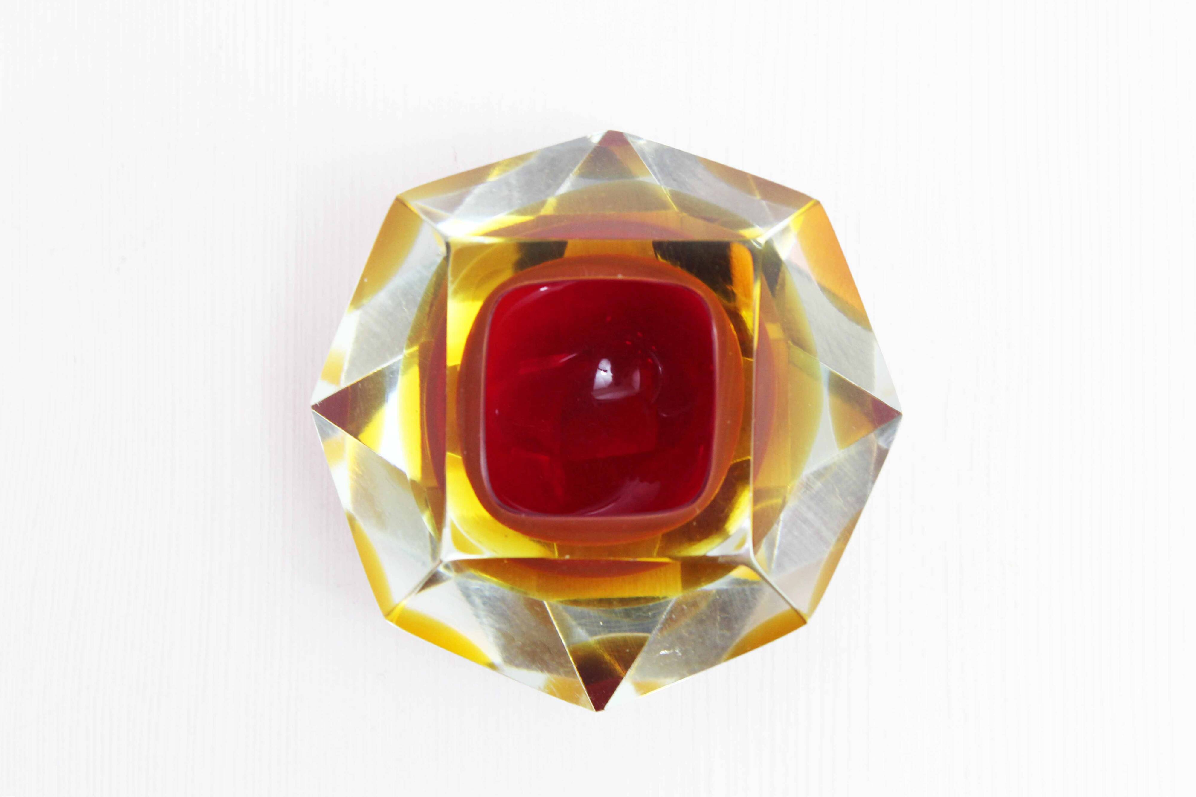 Cendrier diamant en verre de Murano par Seguso