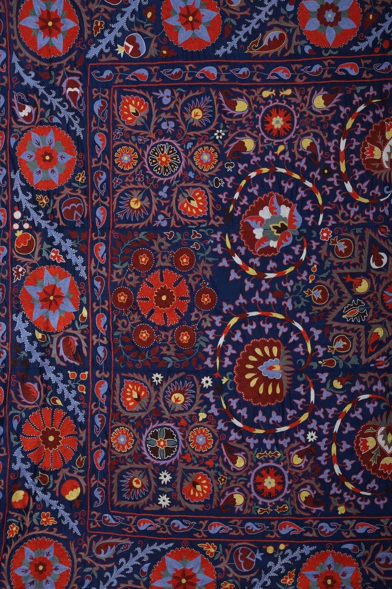 Vintage hand-embroidered tribal tapestry 245x303 cm
