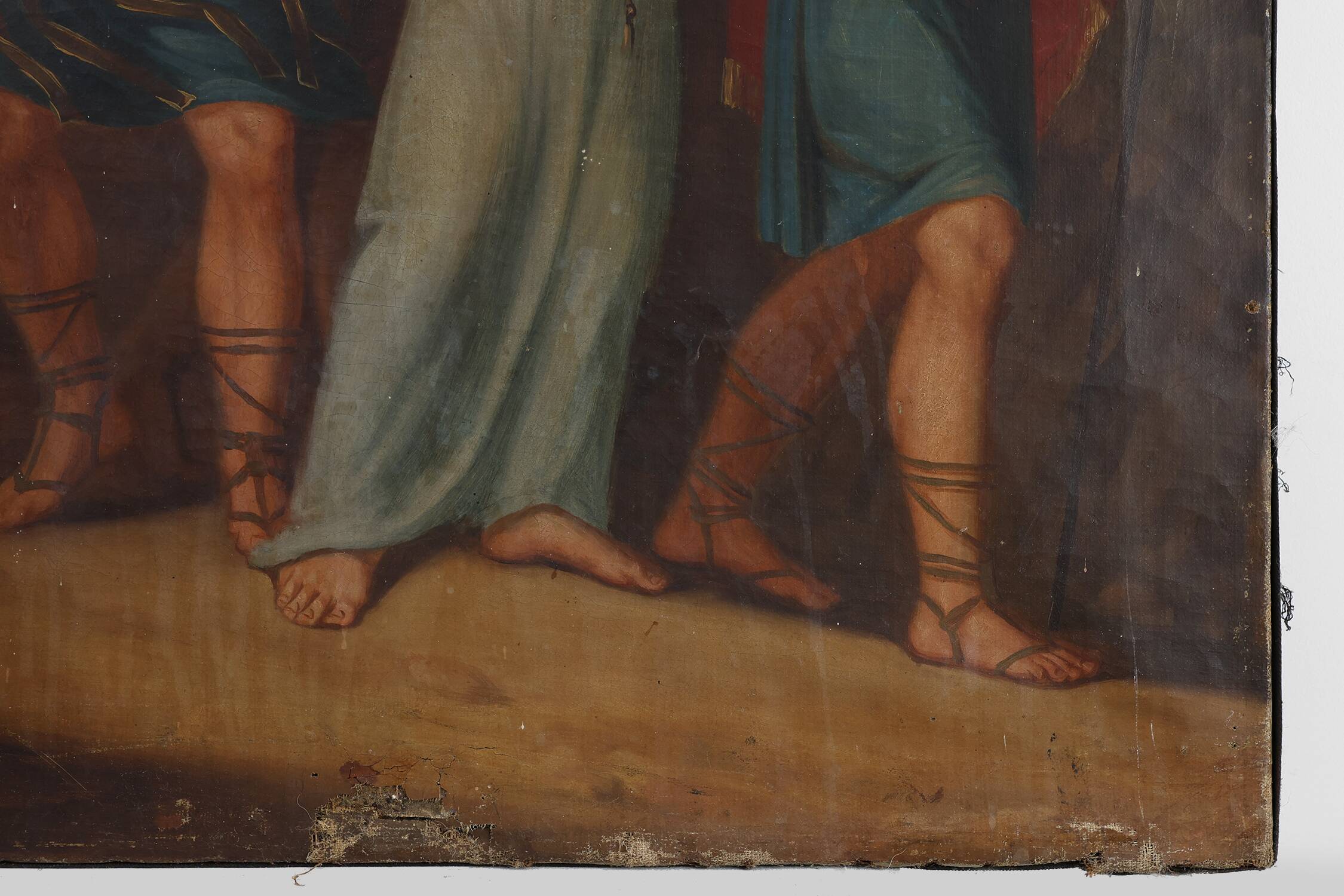 Peinture religieuse de la Passion du Christ à l'huile sur toile, Belgique vers 1900