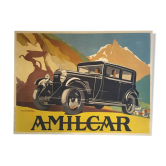 Affiche originale automobile Amilcar par Maurice Barbey 1932 - Grand Format - On linen