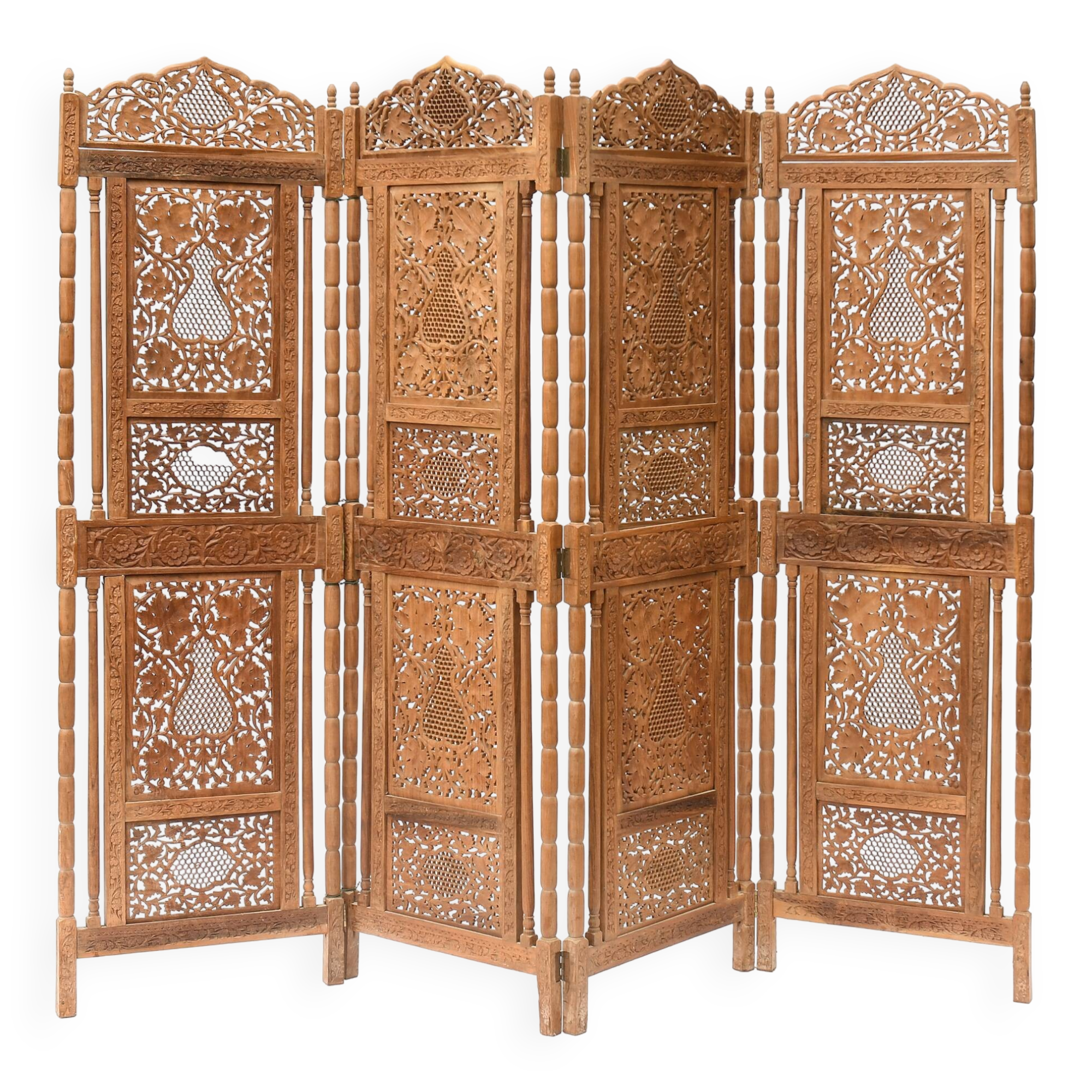 Indian four-leaf wooden screen
