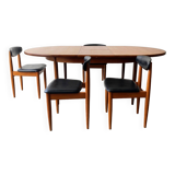 1960’s mid century G Plan dining table and 4 dining chairs by Schreiber