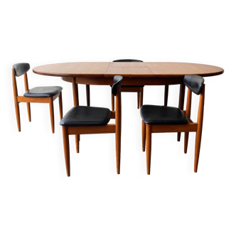 1960’s mid century G Plan dining table and 4 dining chairs by Schreiber