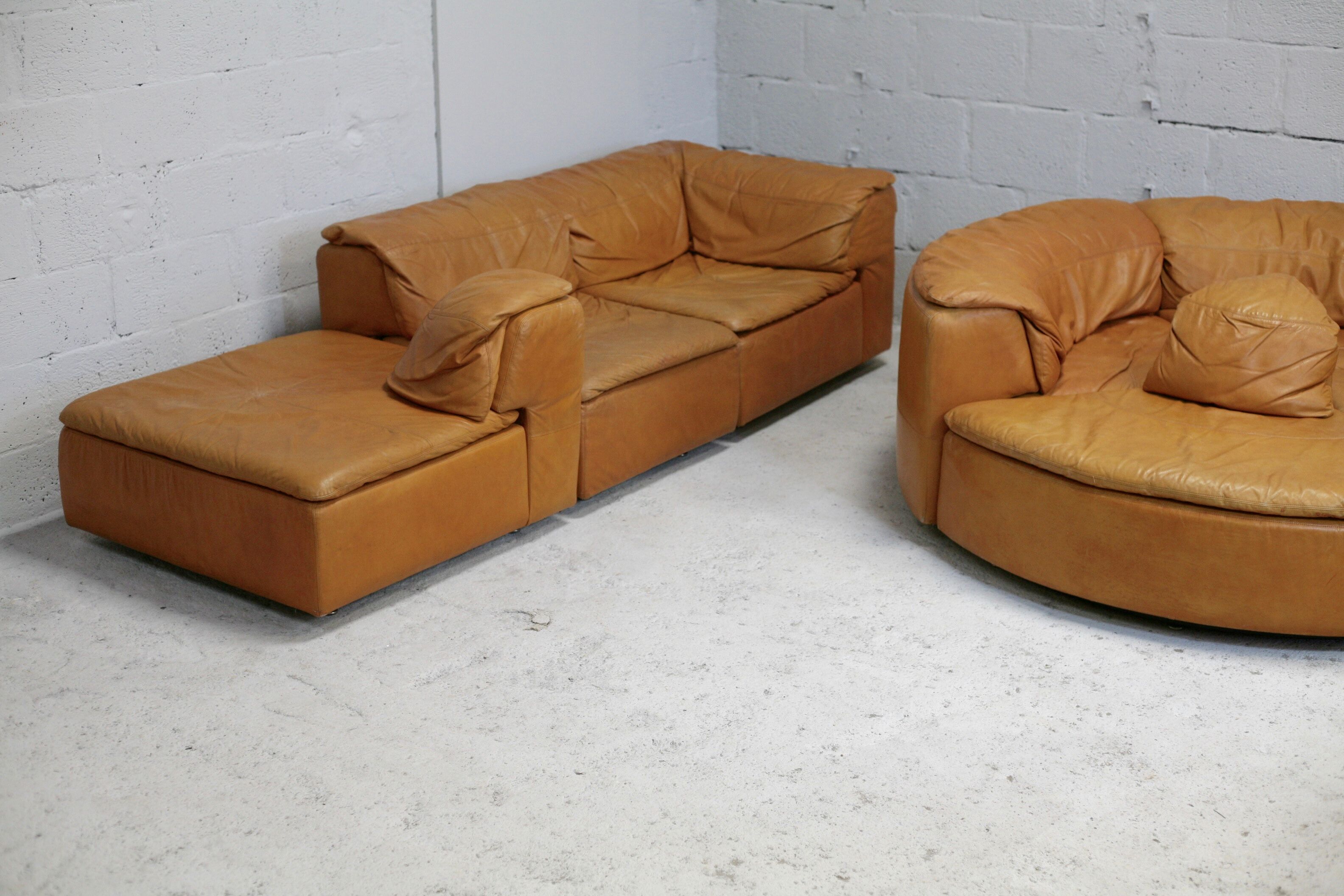 Leather modular sofa, 7 elements, 70s