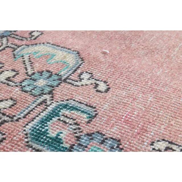 1970s Vintage Persian Handmade Wool Cotton Pink Area Rug 282x385