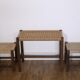 Ensemble de 3 tabourets vintage bois et corde