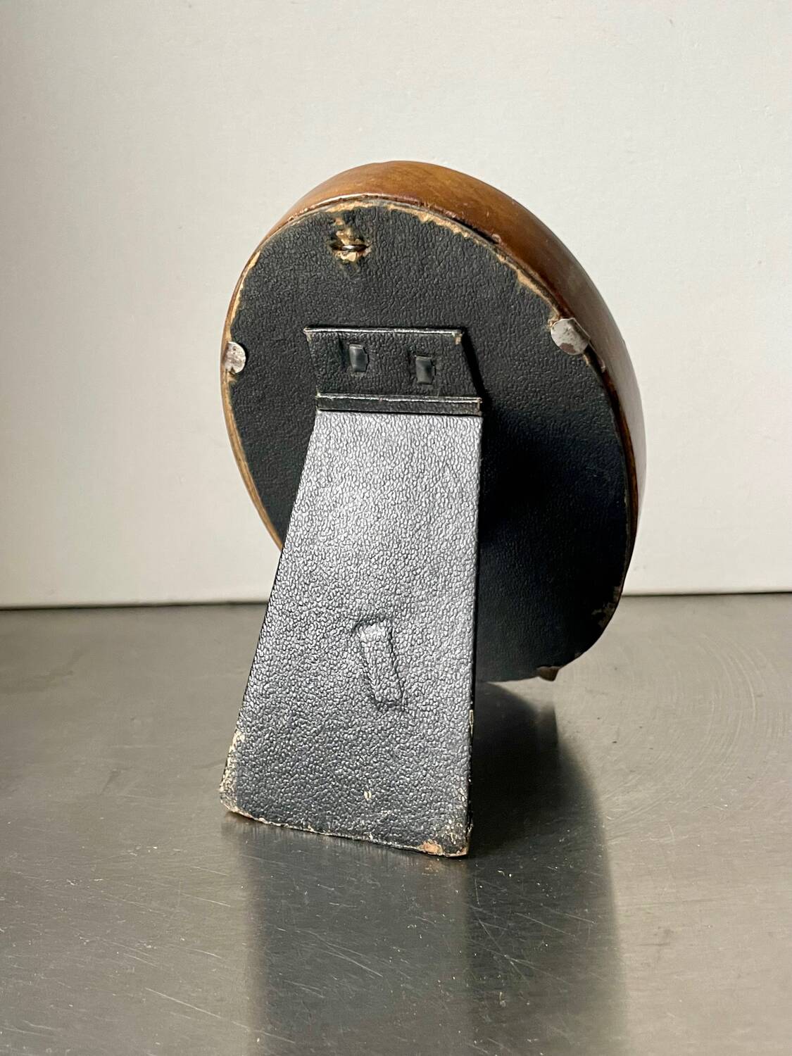 Antique Oval wooden frame with intarsia inlay 15.5 cm x 10 cm