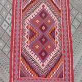 Handmade red Berber margoum carpet
