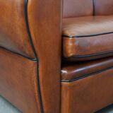 Cognac-colored sheep leather sofa