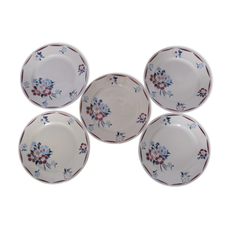 Set de 5 anciennes assiettes plates