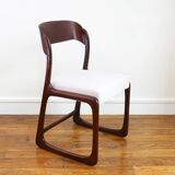 Chaise Baumann Traineau - Entièrement restaurée - Tissu, mousse & sangles : neuf