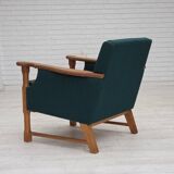 1970s, Danish armchair, furniture wool, solid oak wood.