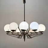 Large Sputnik Bronze & Glass Chandelier, 1960s