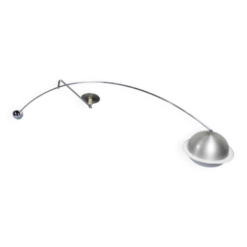 IMPORTANTE SUSPENSION ORIENTABLE ANNÉES 70' ACIER CHROMÉ PERSPEX ITALIE FIL