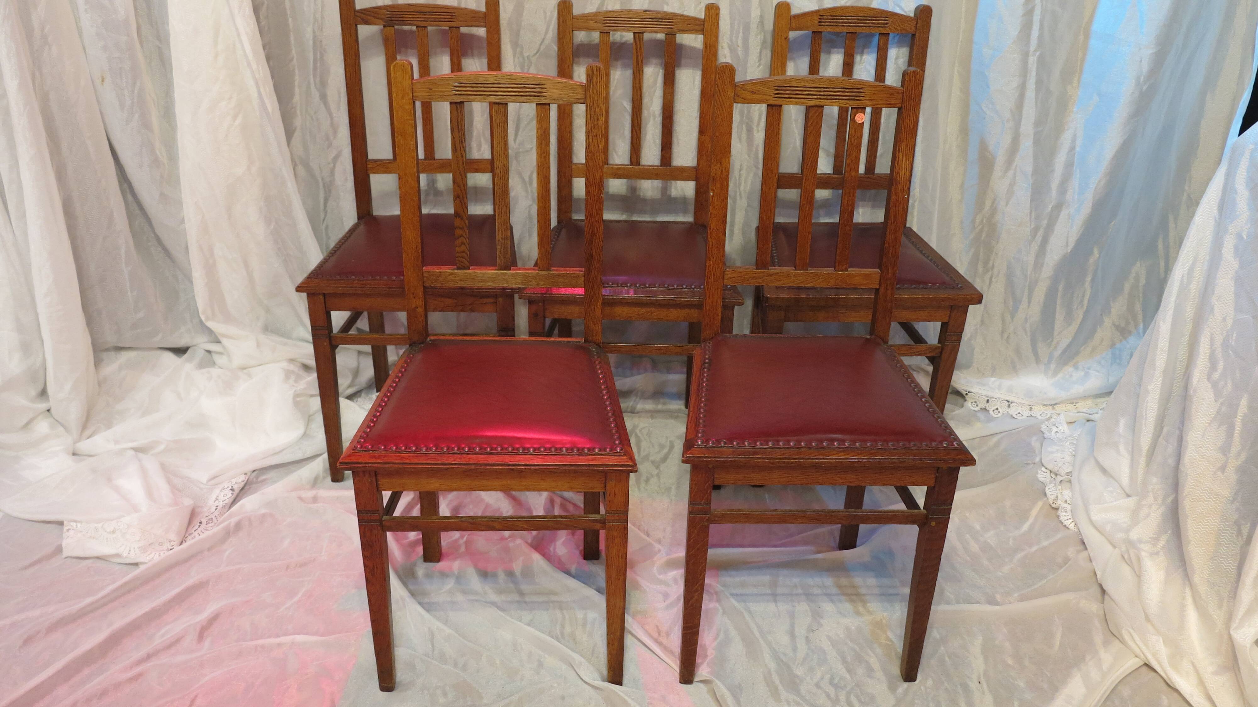 set of 5 oak dining room chairs