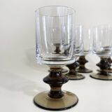 6 Smoked Stemmed Wine Glasses