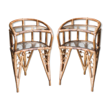 Paire de table de chevets en rotin 1960