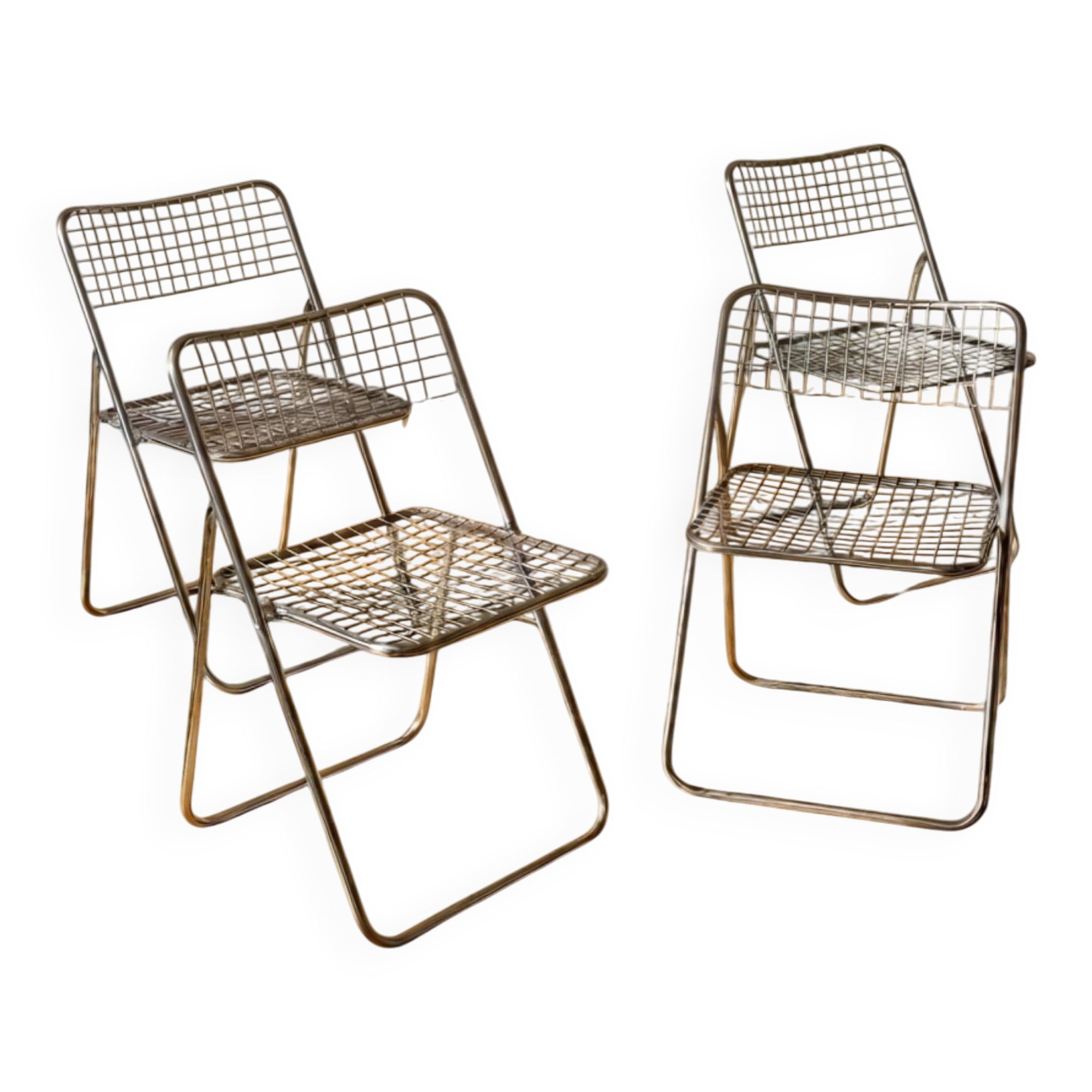 Lot 4 chaises pliantes vintage métallique