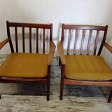 Vintage Scandinavian bench and armchairs for Glostrup 1960