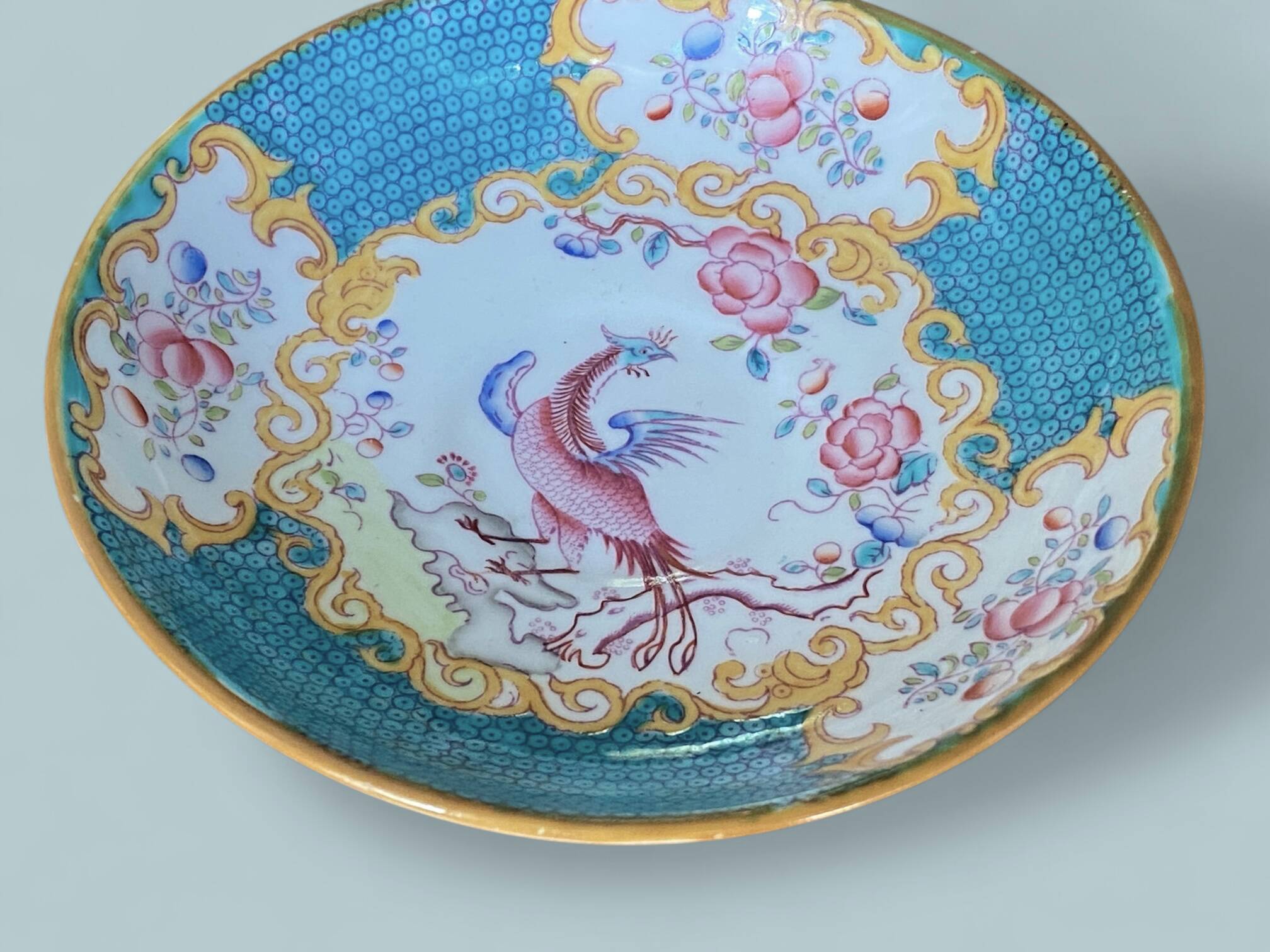 English porcelain coffee cup and saucer Minton 4910 blue bird design