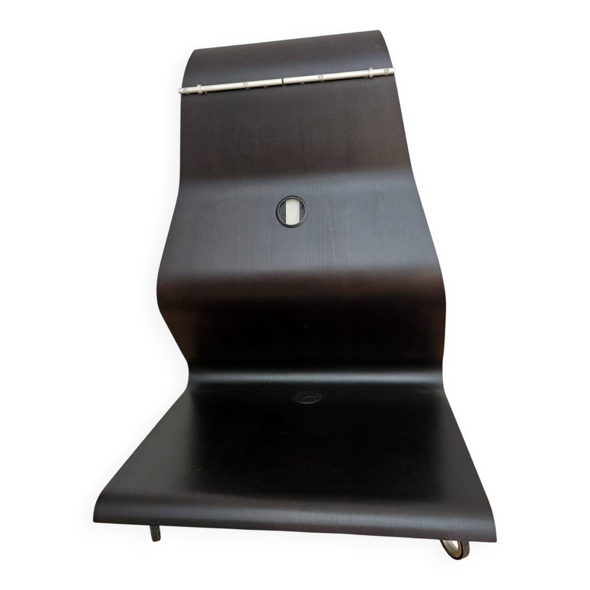 TV unit "Cobra" by Mario Bellini for Horm, Italian design, curved wood and LED.