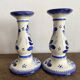 Pair of Quimper earthenware candlesticks