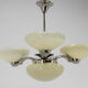 Art deco nickel and glass chandelier, 1930s