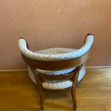 office armchair in walnut, nineteenth century, fully trimmed and reupholstered.