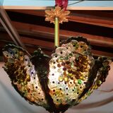 Pair of murano bronze and glass chandeliers