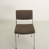Office chair in chromed steel and grey fabric