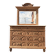 Solid oak chest of drawers with a marble top and original mirror.