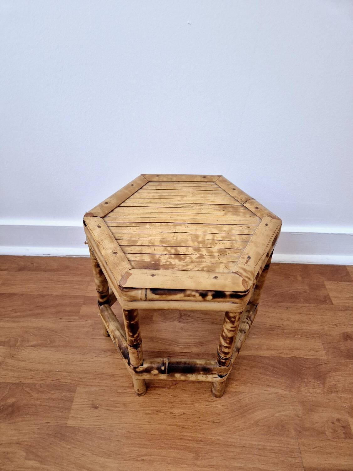Vintage bamboo stool, plant stand