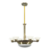 Art Deco chandelier with glass shade, Czechoslovakia, 1930s