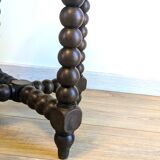 Antique side table with turned legs in solid wood, Louis XIII style