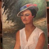Oil on canvas portrait of a woman 20th century