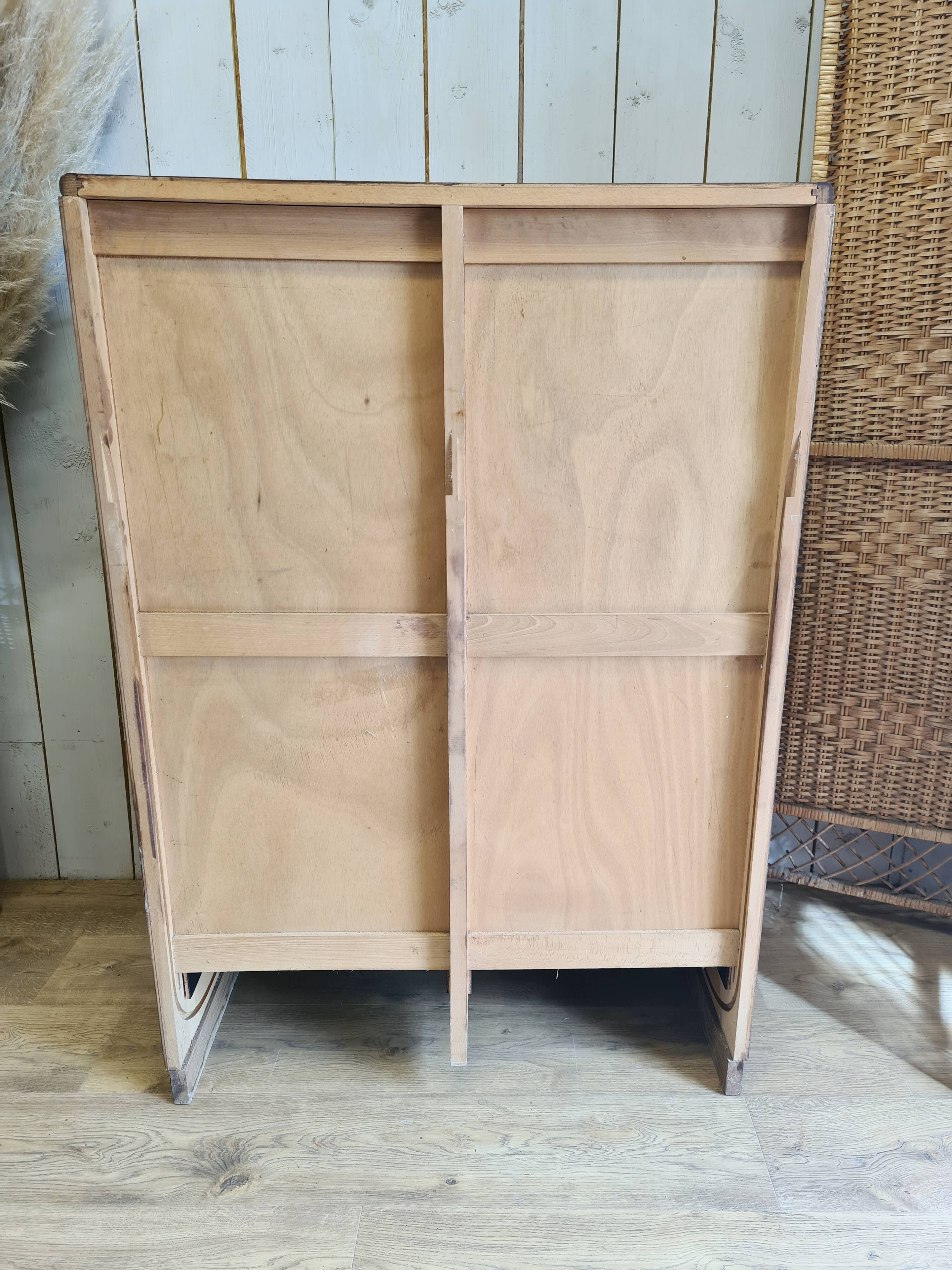 Renovated 1977 oak filing cabinet with double curtain