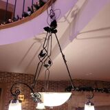 Magnificent Schneider chandelier with three branches - Opaline glass and metal