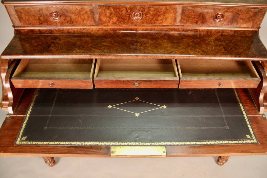 19th century walnut and burl walnut stepped desk