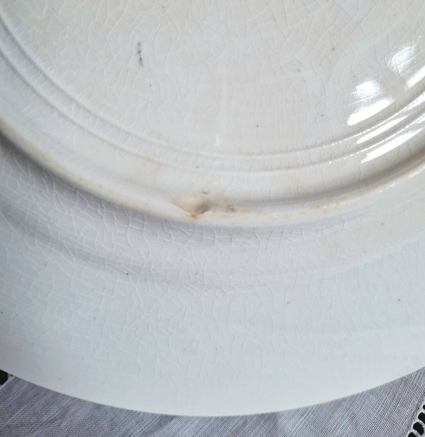 Mismatched antique ironstone dinner plates
